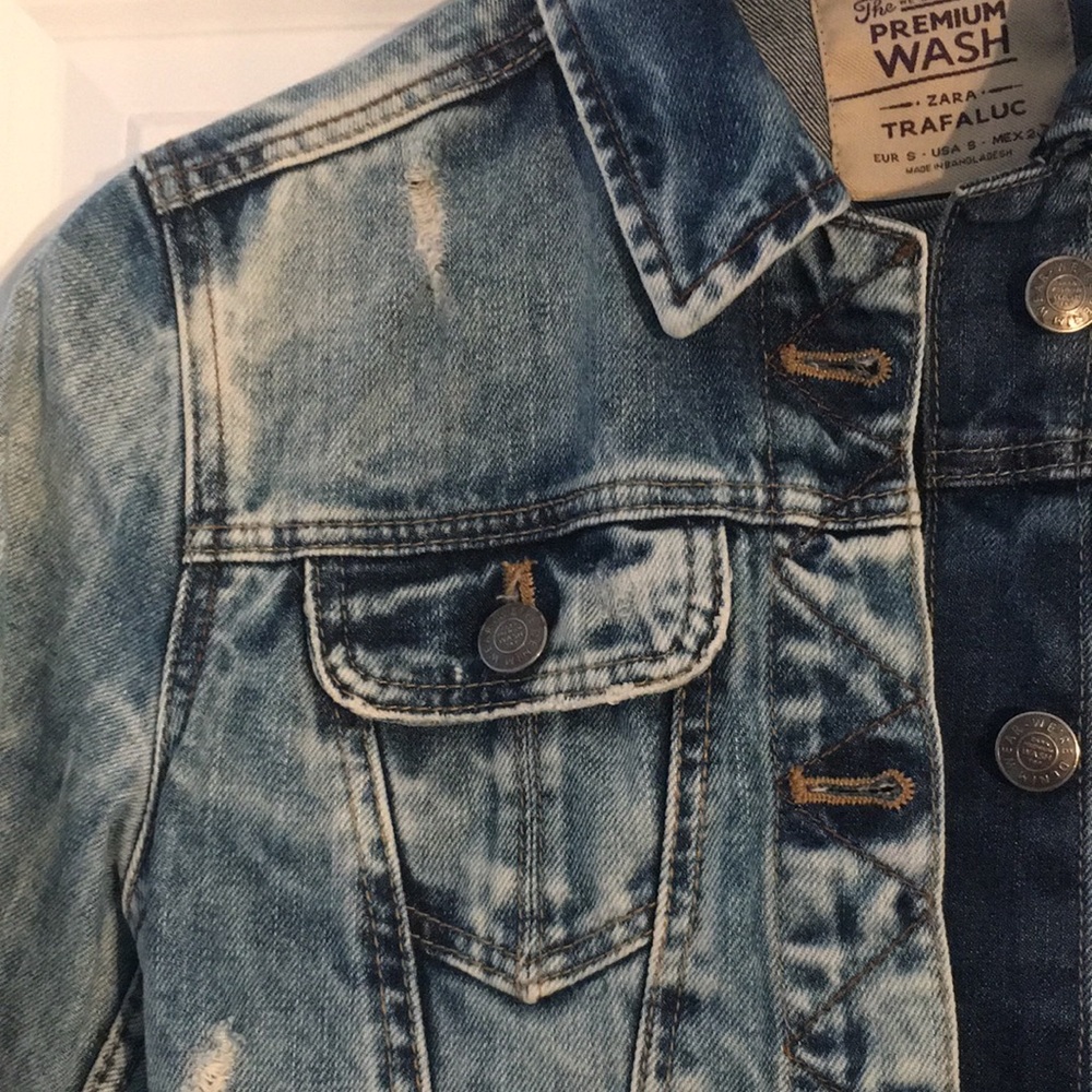 Zara TRF fitted denim jacket size S fits XS - Picture 10 of 11